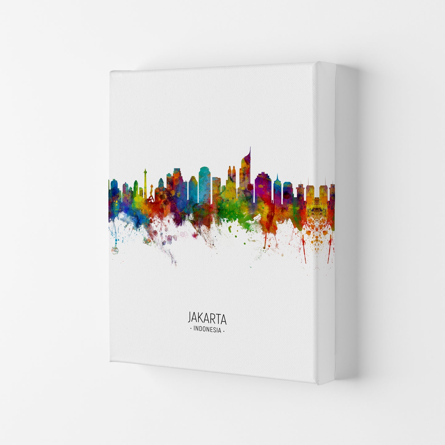 Jakarta Indonesia Skyline Portrait Art Print by Michael Tompsett Canvas