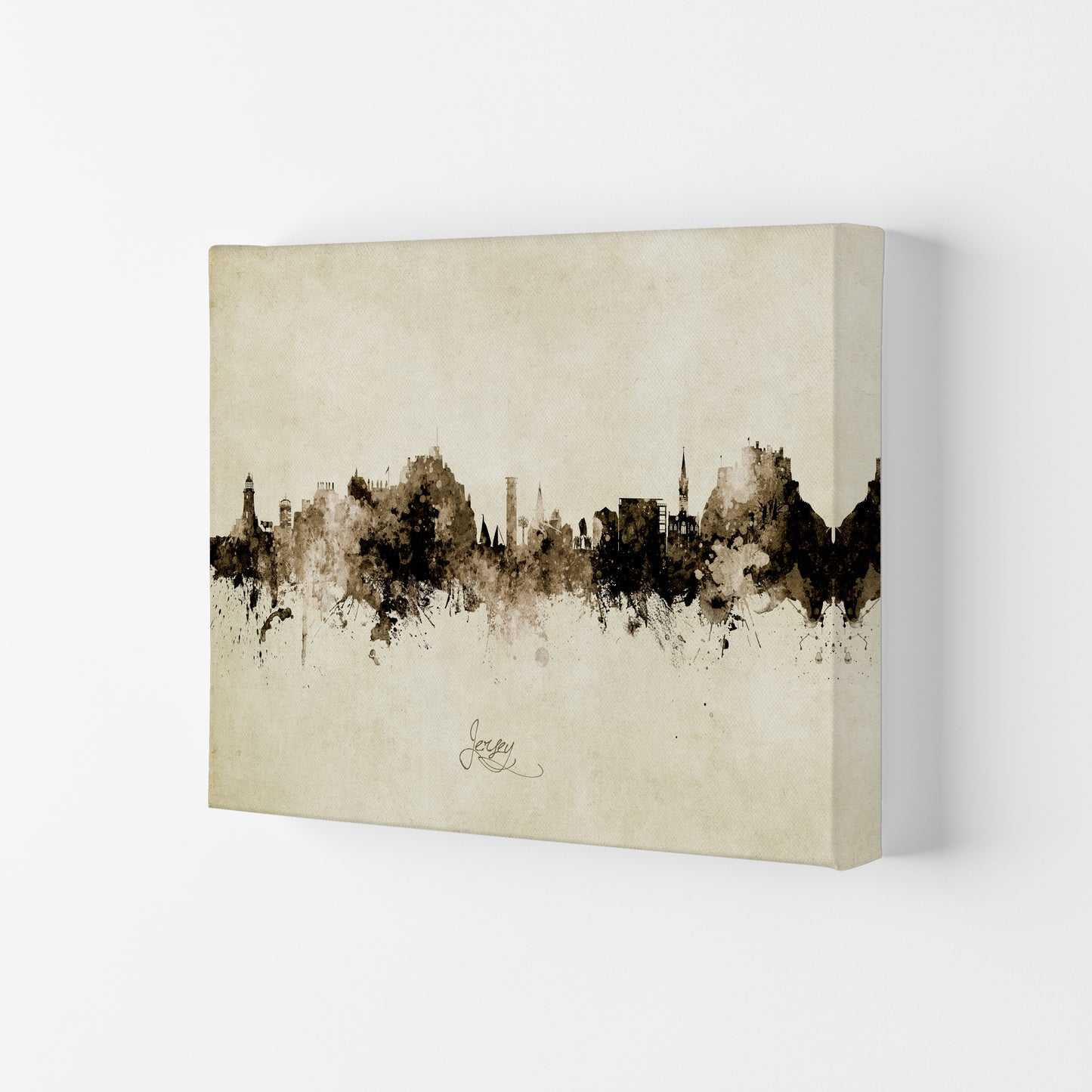 Jersey Channel Islands Skyline Vintage Art Print by Michael Tompsett Canvas