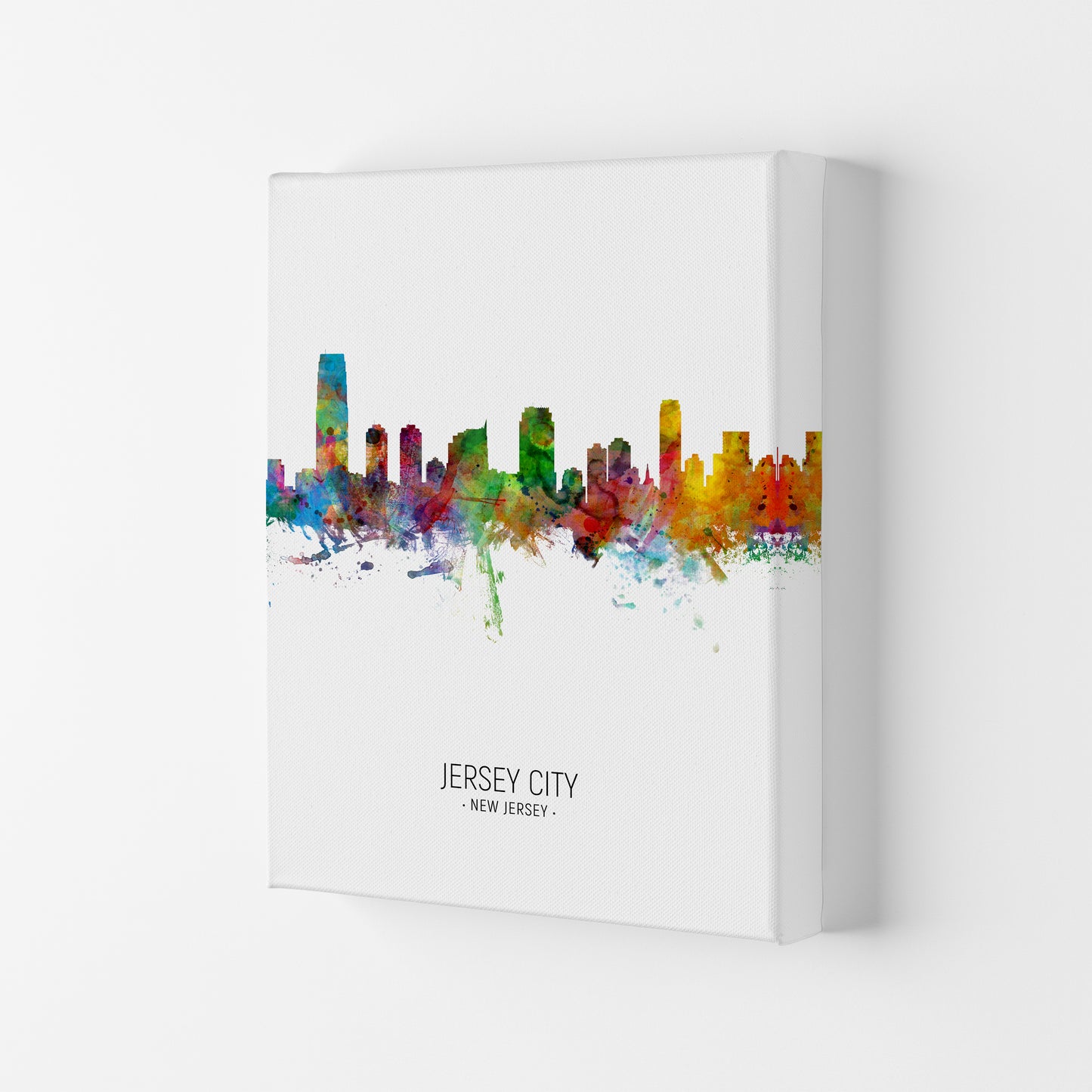 Jersey City New Jersey Skyline Portrait Art Print by Michael Tompsett Canvas
