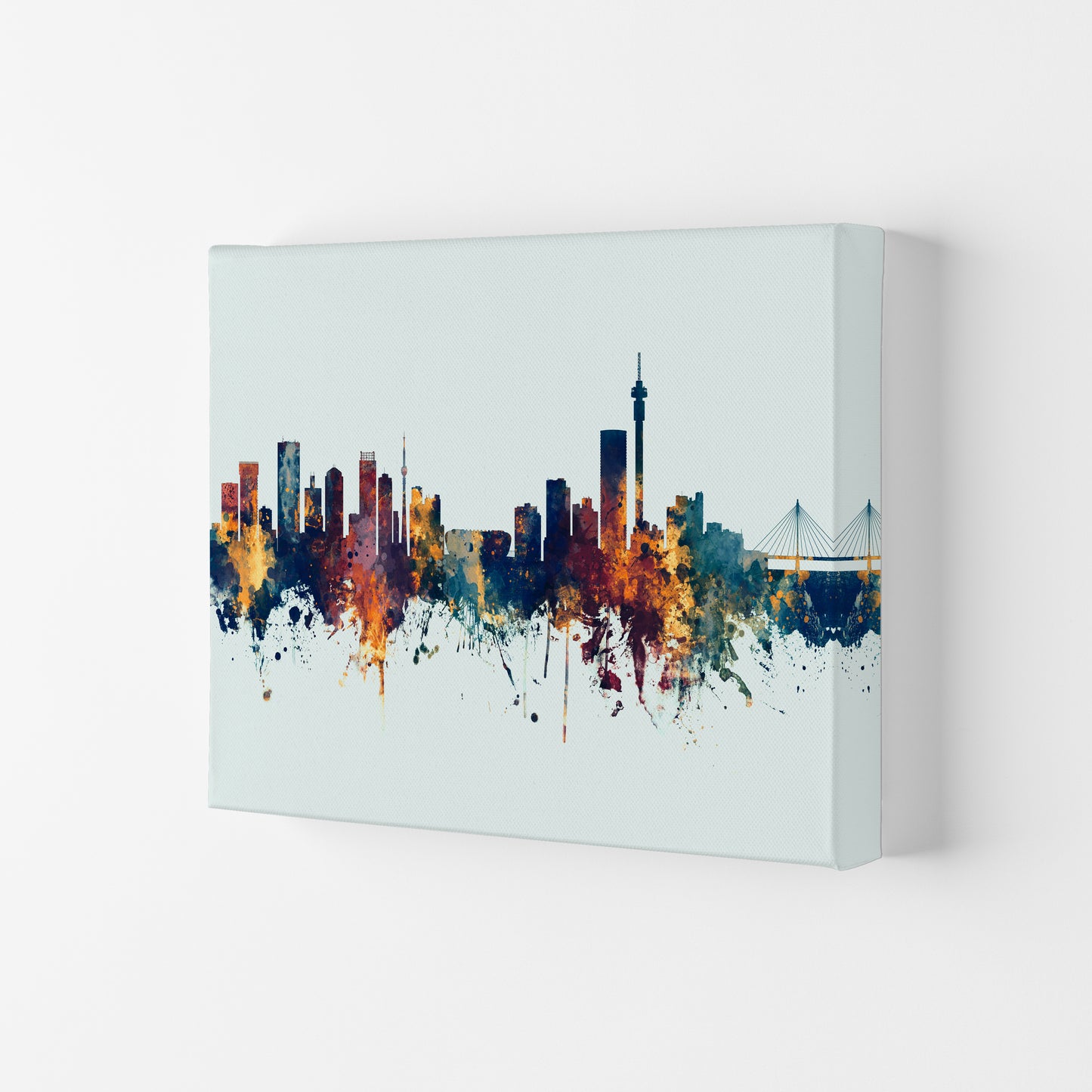 Johannesburg South Africa Skyline Blue Orange Art Print by Michael Tompsett Canvas