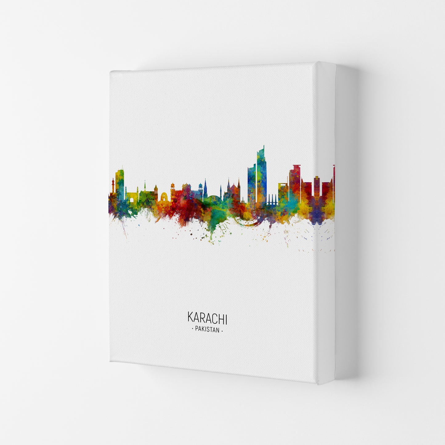 Karachi Pakistan Skyline Portrait Art Print by Michael Tompsett Canvas