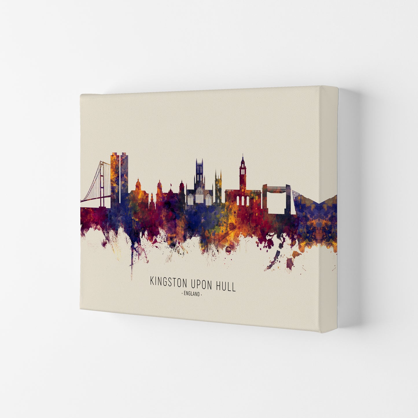 Kingston Upon Hull England Skyline Autumn City Name Art Print by Michael Tompsett Canvas