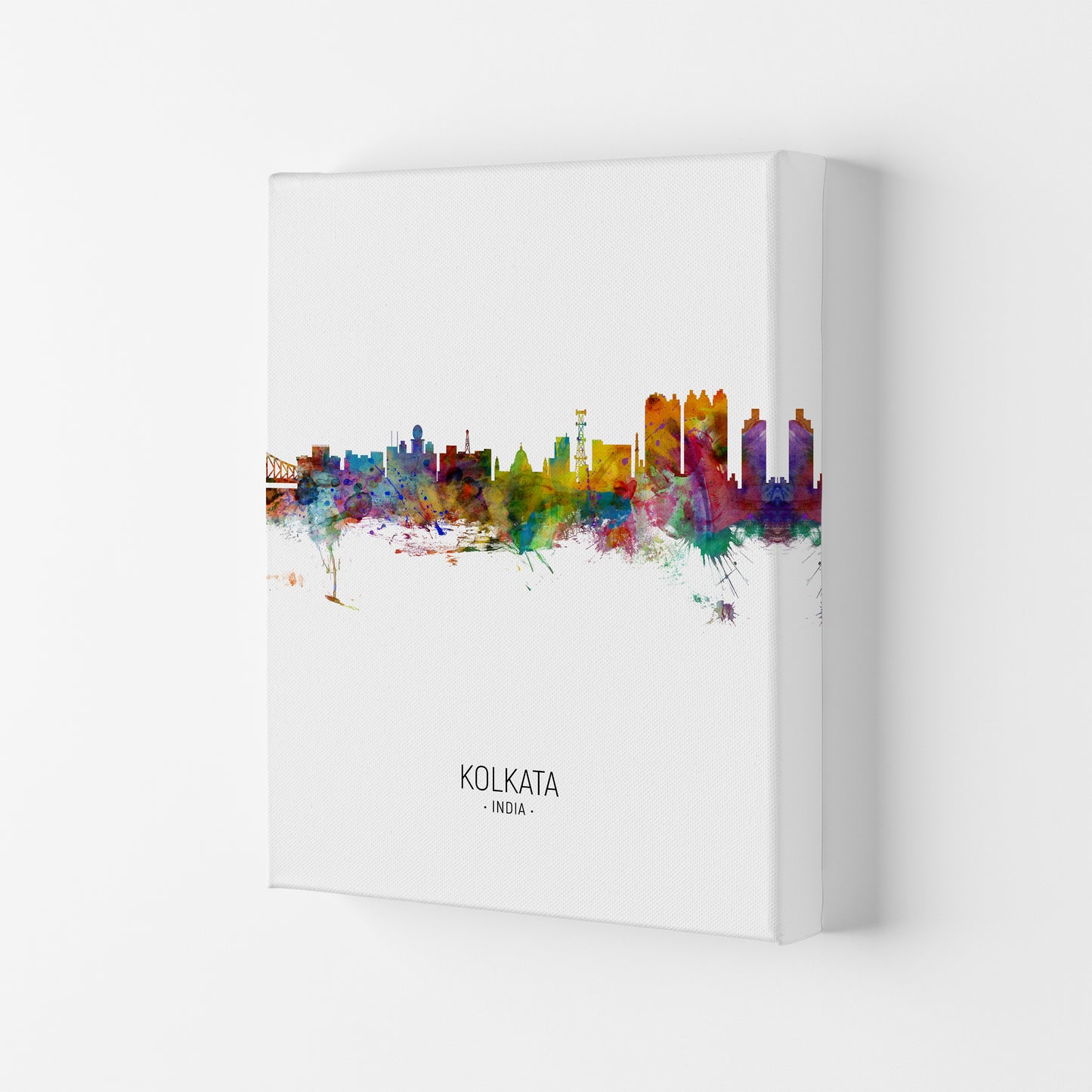Kolkata India Skyline Portrait Art Print by Michael Tompsett Canvas