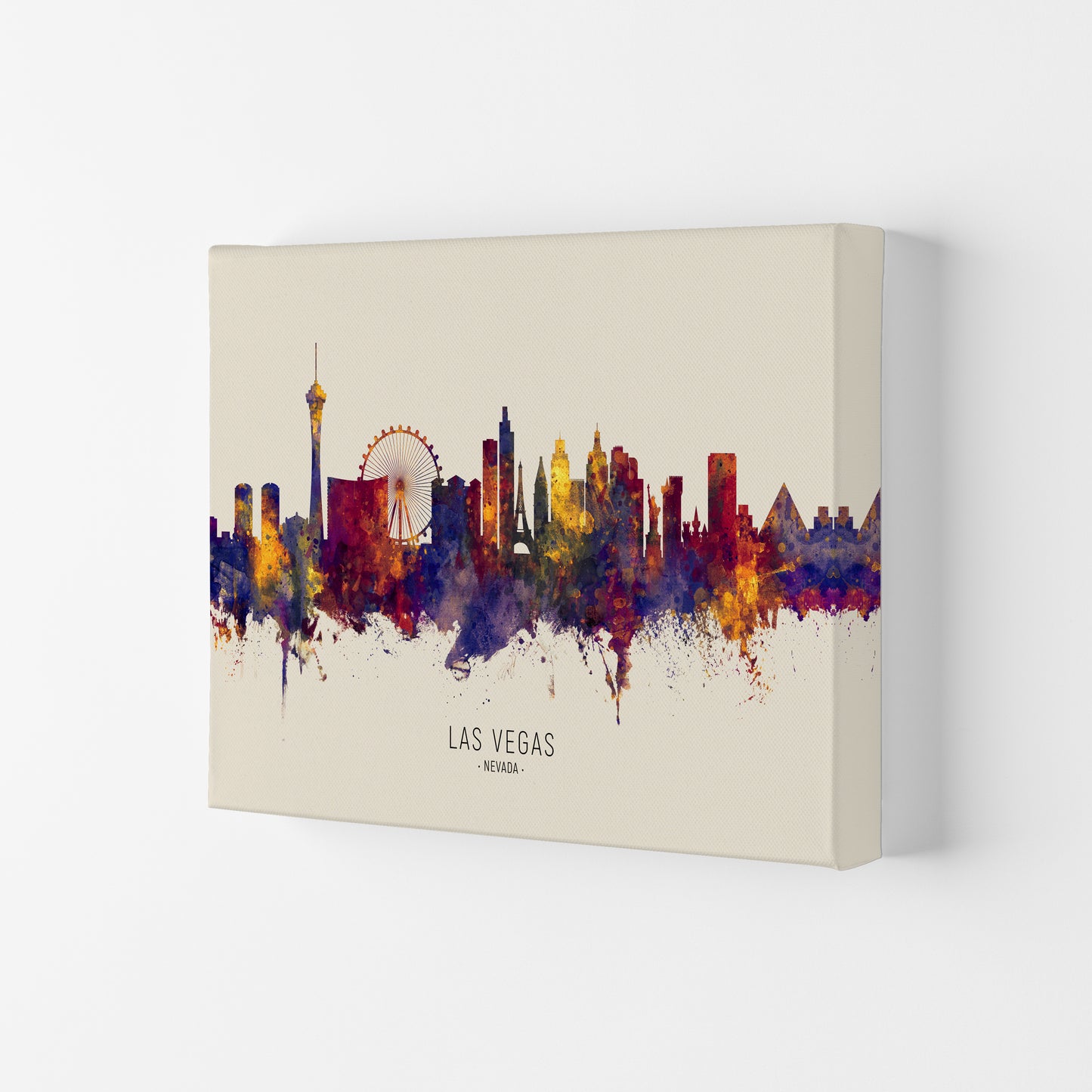Las Vegas Nevada Skyline Autumn City Name Art Print by Michael Tompsett Canvas