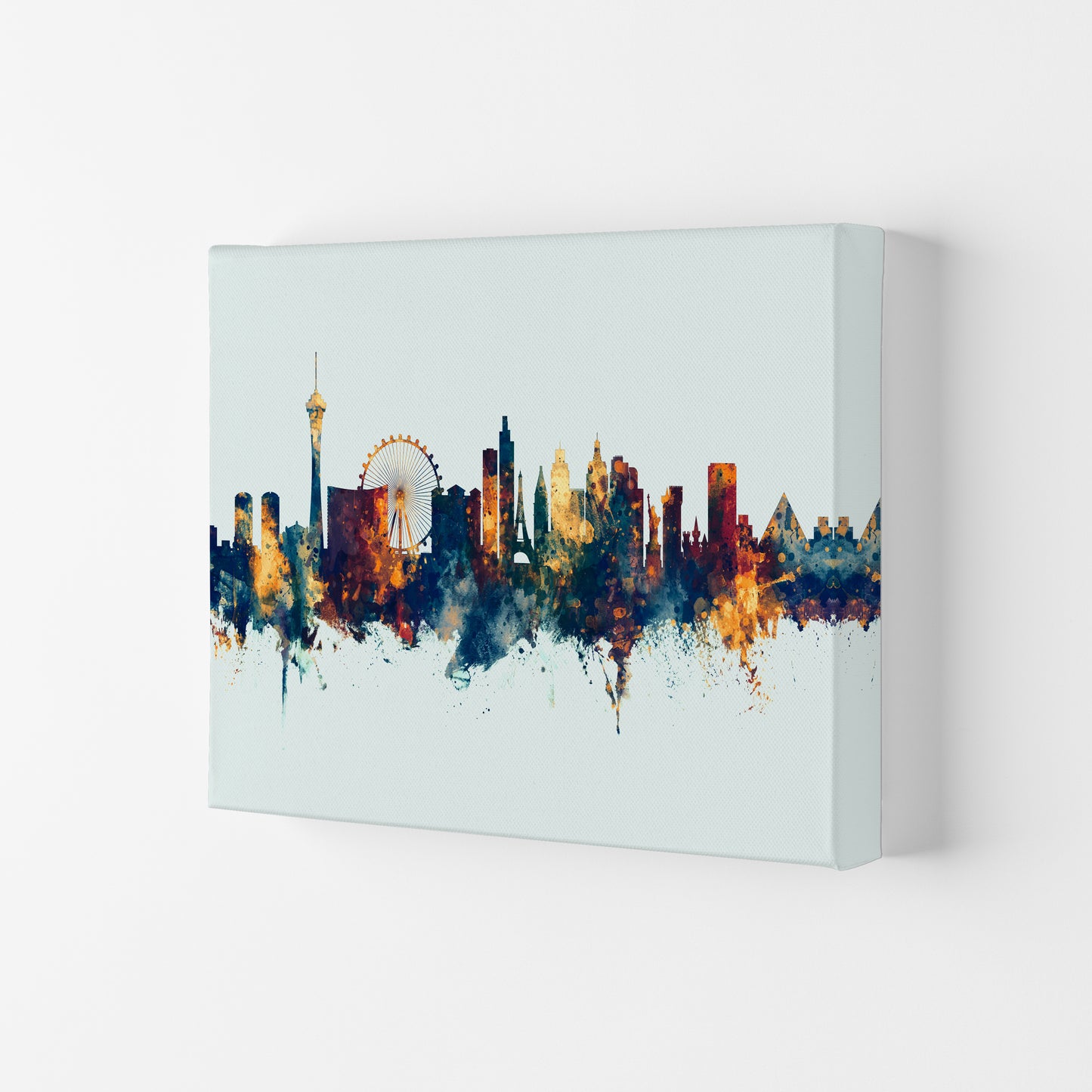 Las Vegas Nevada Skyline Blue Orange Art Print by Michael Tompsett Canvas