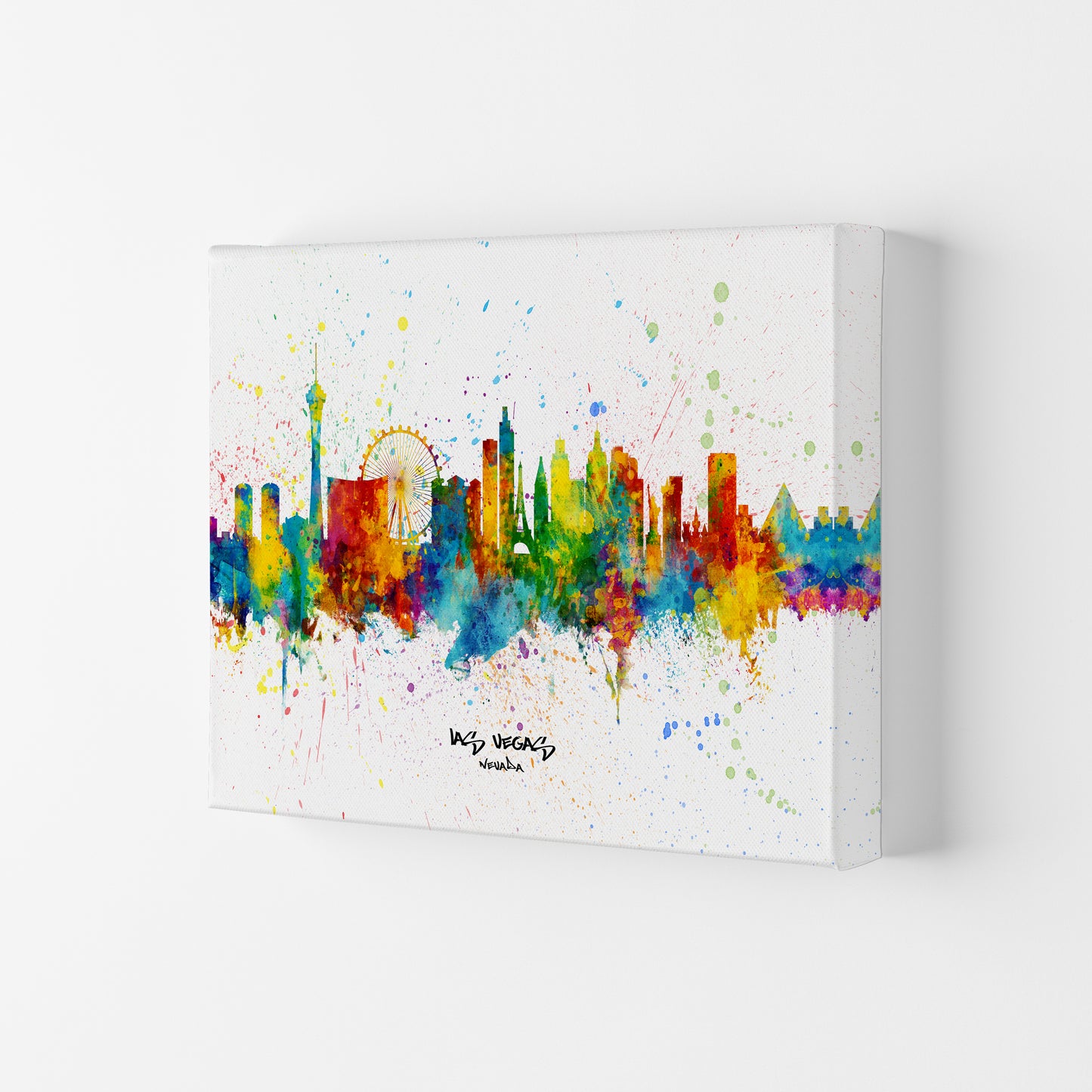 Las Vegas Nevada Skyline Splash Art Print by Michael Tompsett Canvas