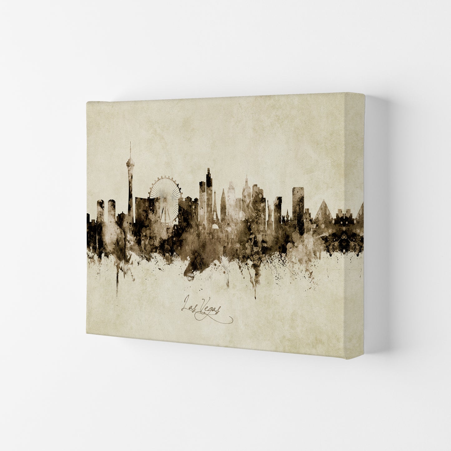 Las Vegas Nevada Skyline Vintage Art Print by Michael Tompsett Canvas