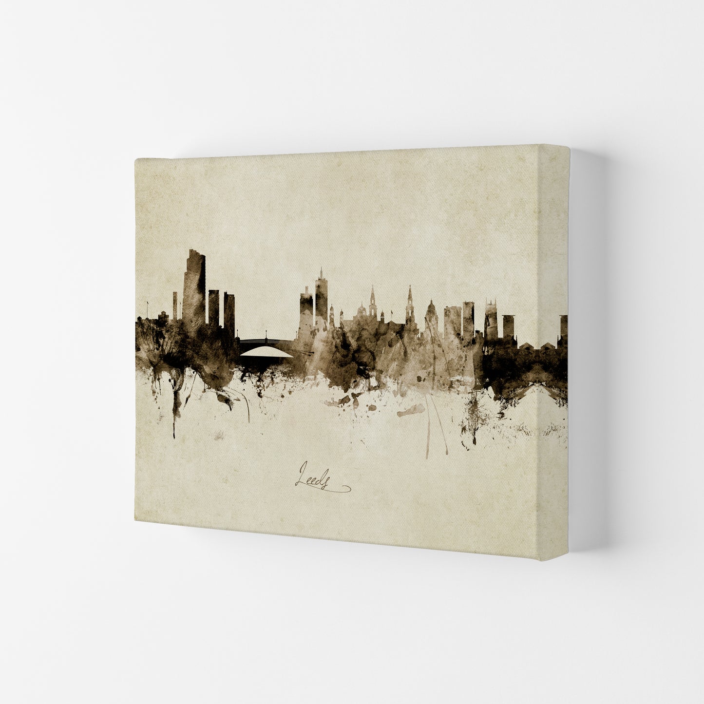 Leeds England Skyline Vintage Art Print by Michael Tompsett Canvas