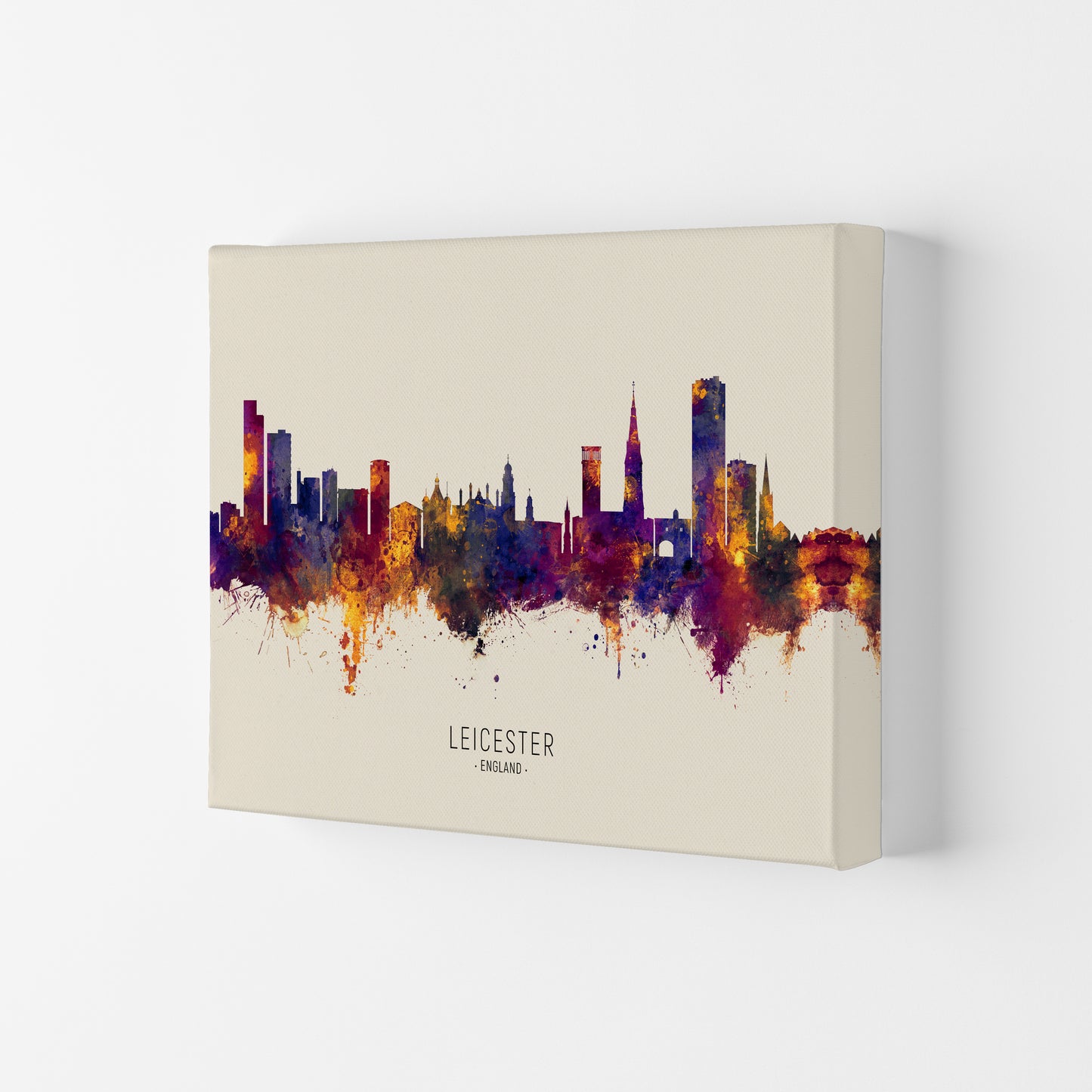 Leicester England Skyline Autumn City Name Art Print by Michael Tompsett Canvas