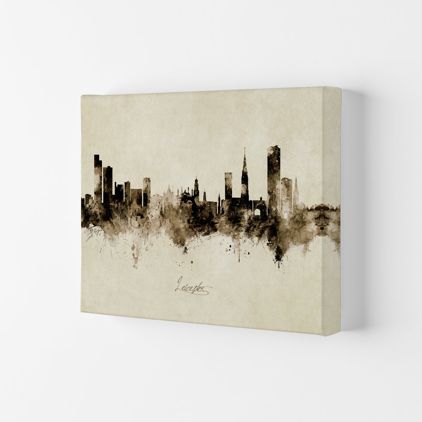 Leicester England Skyline Vintage Art Print by Michael Tompsett Canvas