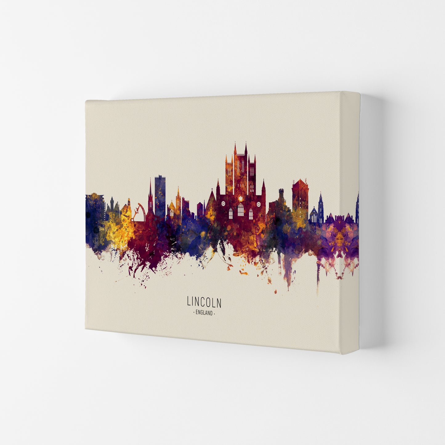 Lincoln England Skyline Autumn City Name Art Print by Michael Tompsett Canvas