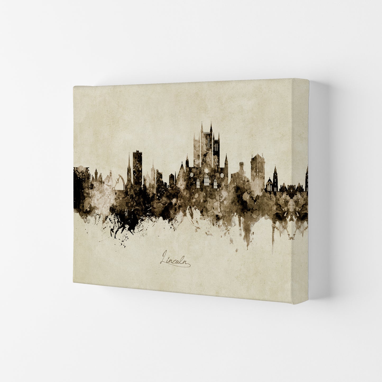 Lincoln England Skyline Vintage Art Print by Michael Tompsett Canvas