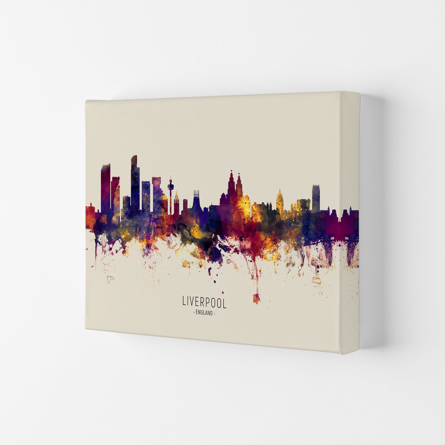Liverpool England Skyline Autumn City Name Art Print by Michael Tompsett Canvas