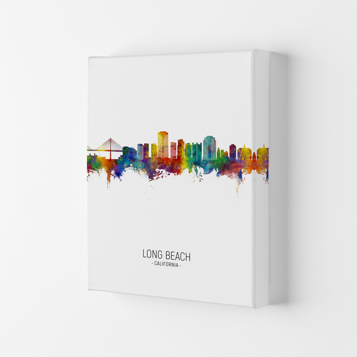 Long Beach California Skyline Portrait Art Print by Michael Tompsett Canvas