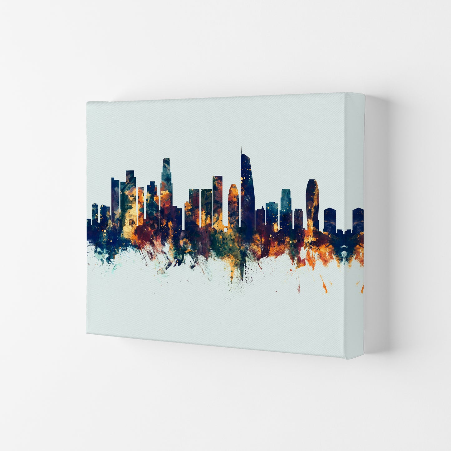 Los Angeles California Skyline Blue Orange Art Print by Michael Tompsett Canvas