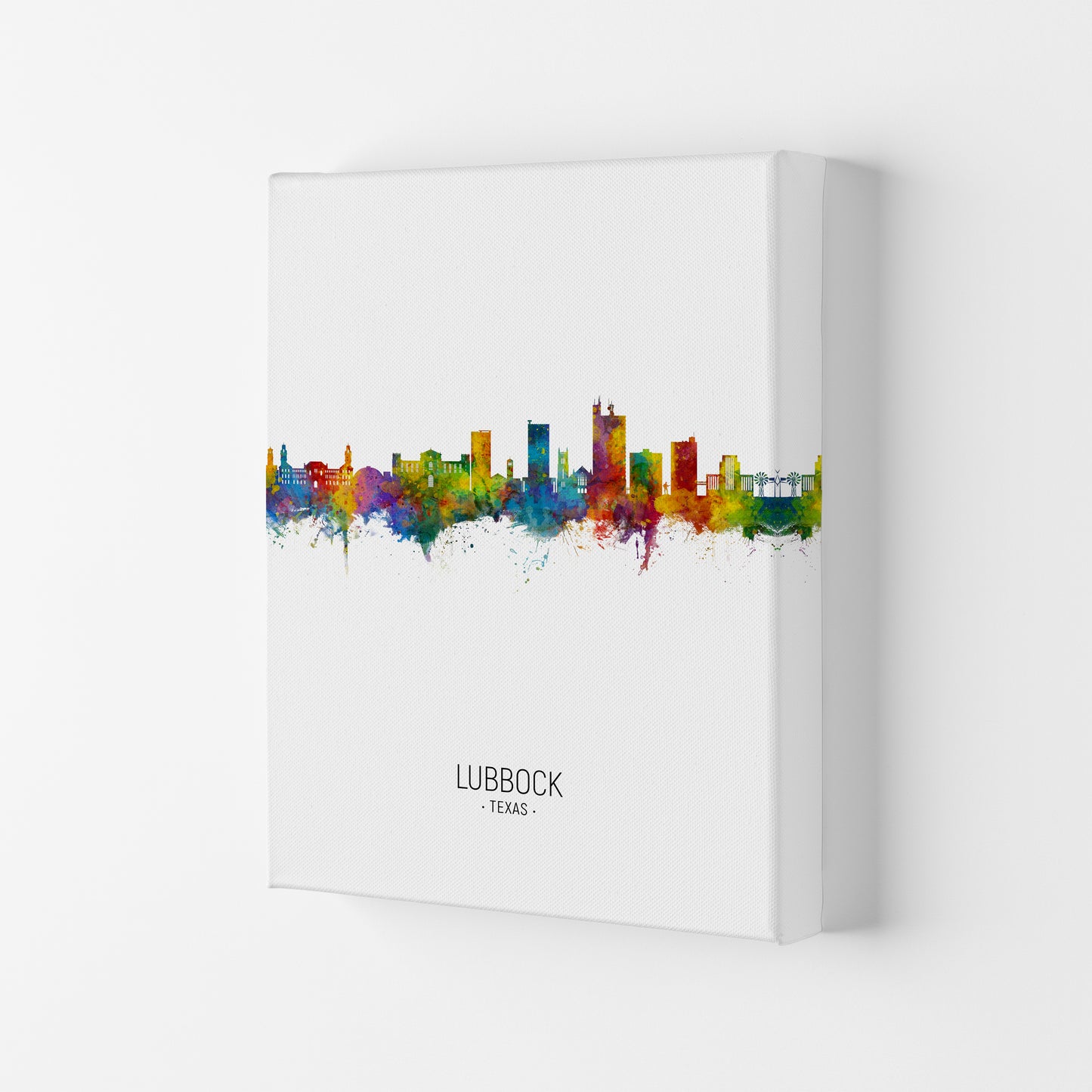Lubbock Texas Skyline Portrait Art Print by Michael Tompsett Canvas