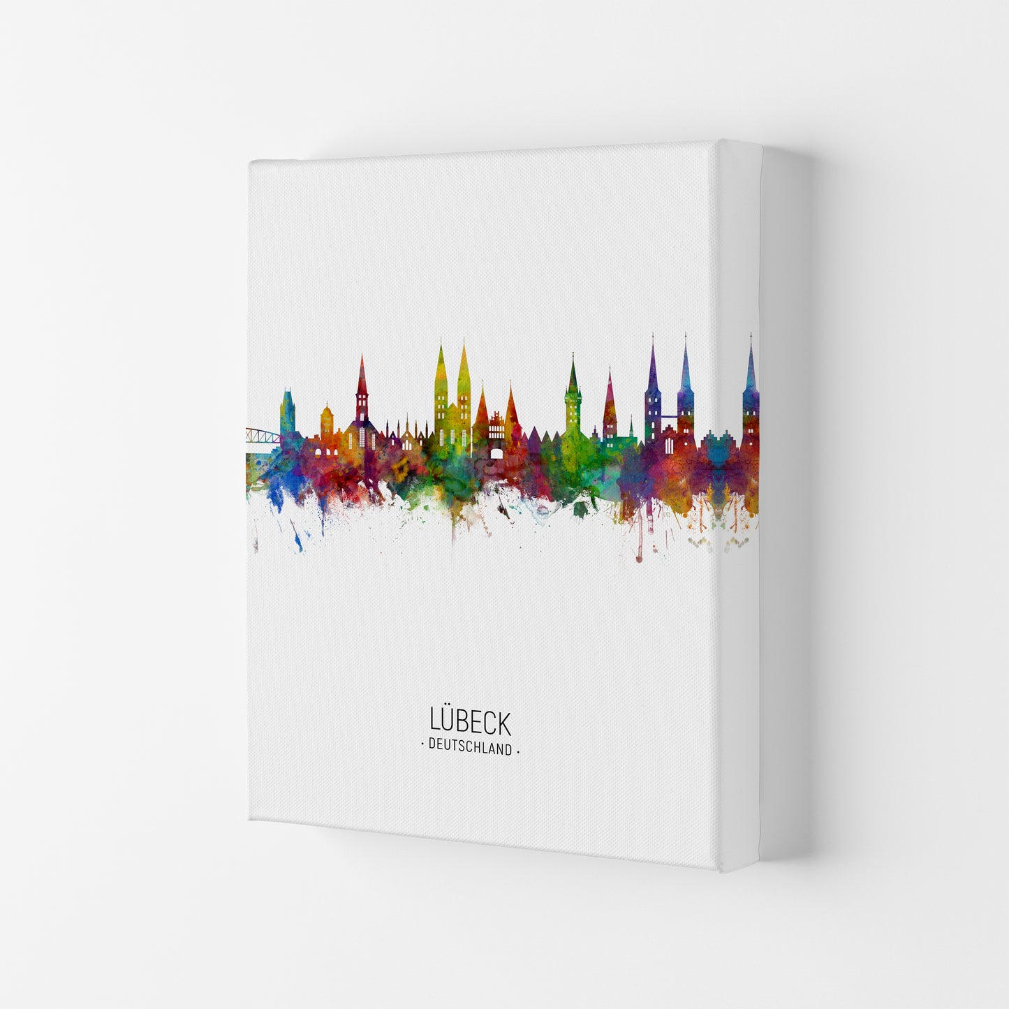 Lubeck Germany Skyline Portrait Art Print by Michael Tompsett Canvas
