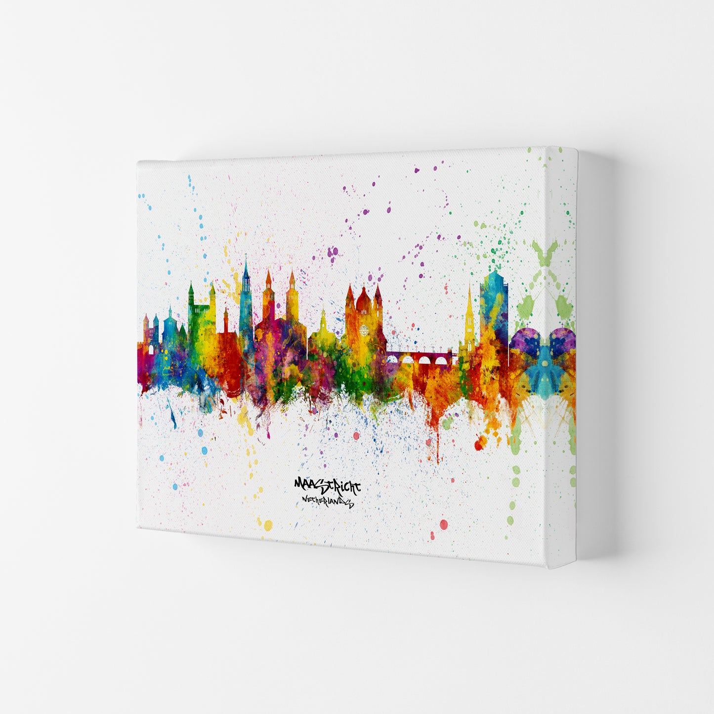 Maastricht Netherlands Skyline Splash Art Print by Michael Tompsett Canvas