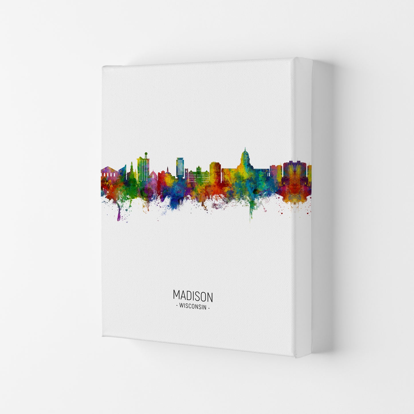 Madison Wisconsin Skyline Portrait Art Print by Michael Tompsett Canvas