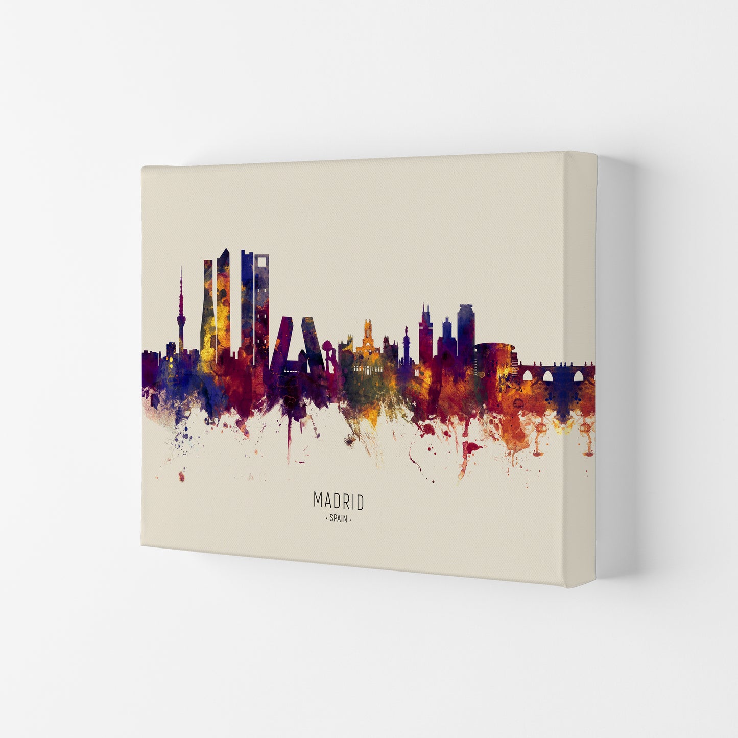 Madrid Spain Skyline Autumn City Name Art Print by Michael Tompsett Canvas