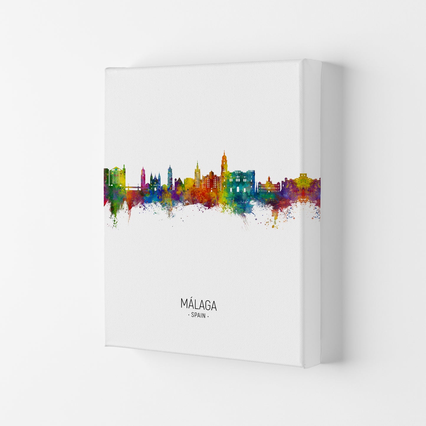 Malaga Spain Skyline Portrait Art Print by Michael Tompsett Canvas