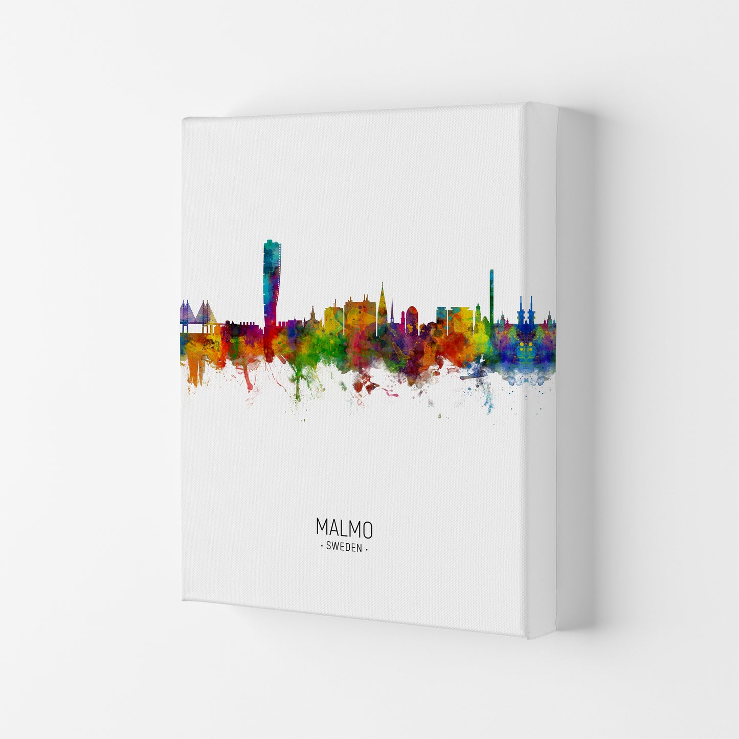 Malmo Sweden Skyline Portrait Art Print by Michael Tompsett Canvas