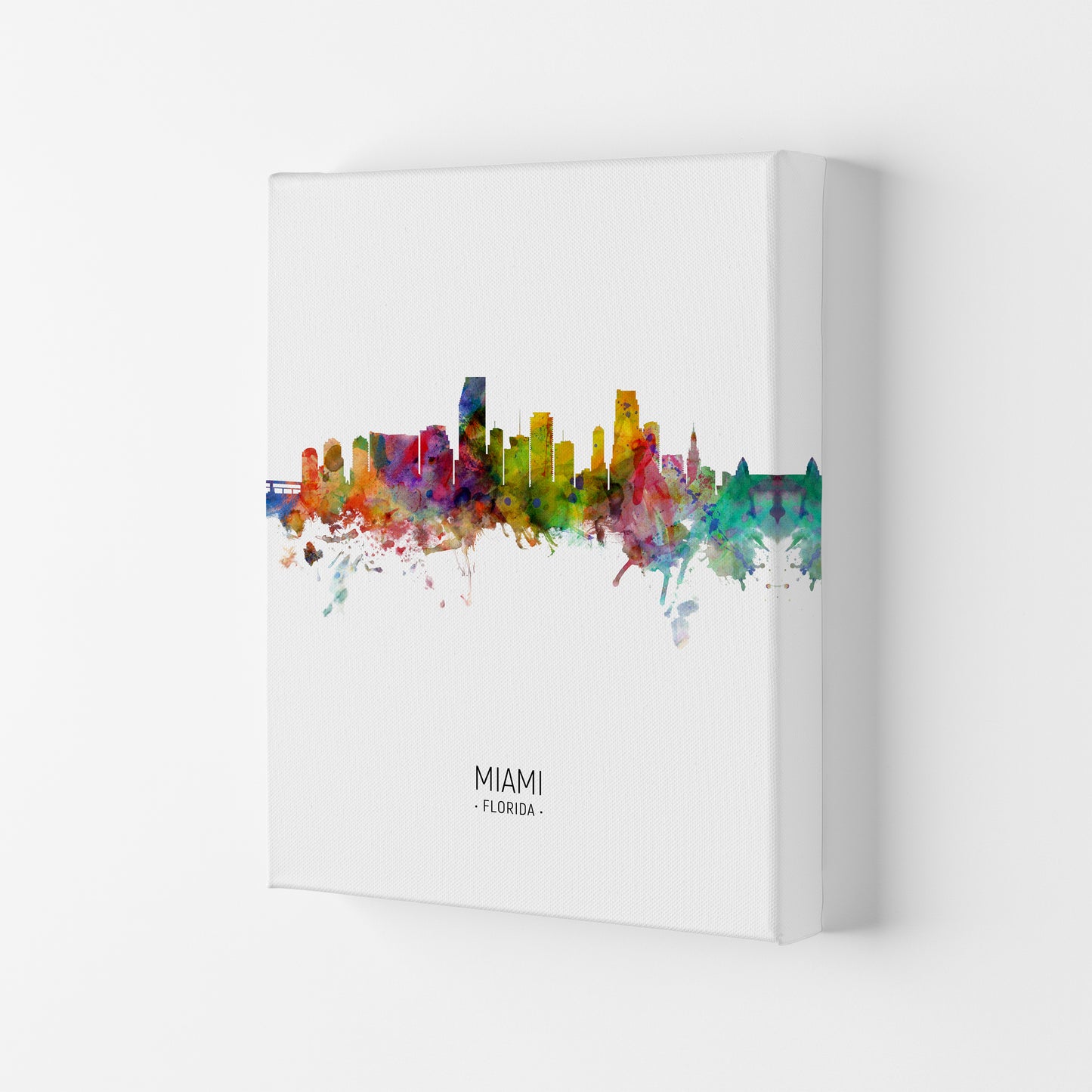Miami Florida Skyline Portrait Art Print by Michael Tompsett Canvas