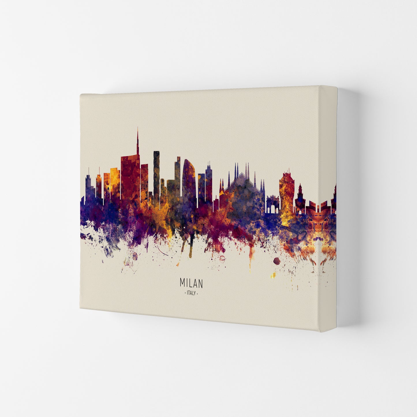 Milan Italy Skyline Autumn City Name Art Print by Michael Tompsett Canvas