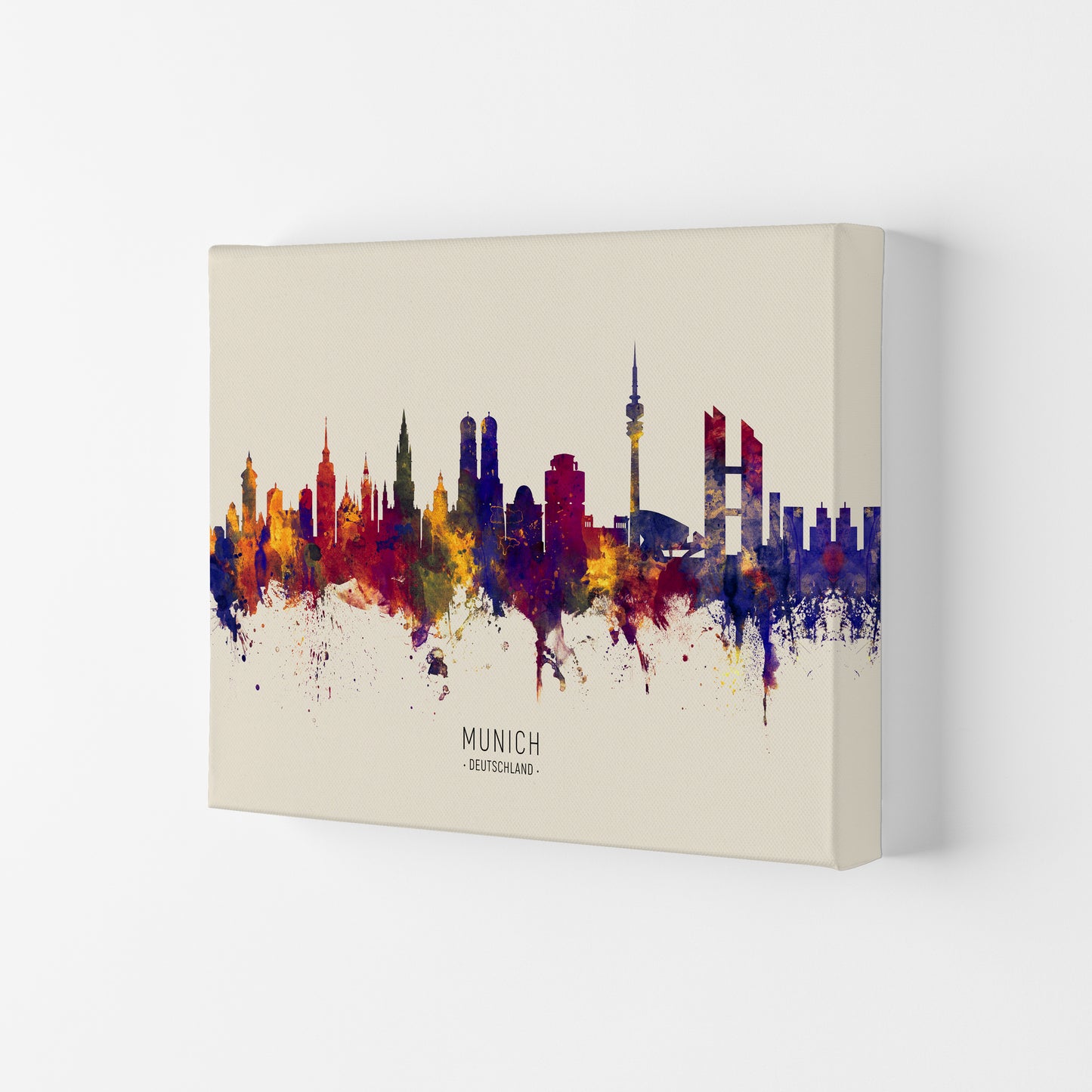 Munich Deutschland Skyline Autumn City Name Art Print by Michael Tompsett Canvas