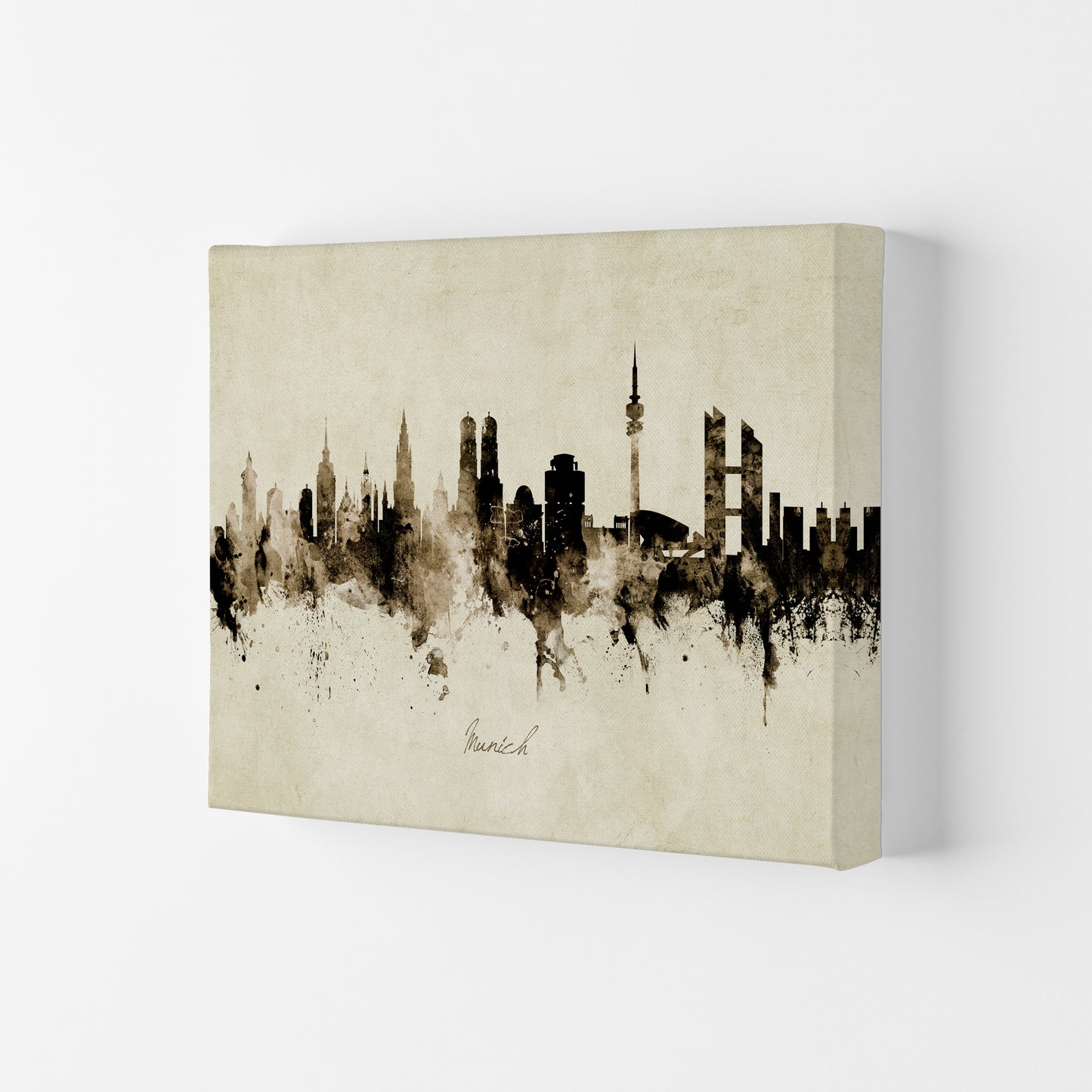 Munich Germany Skyline Vintage Art Print by Michael Tompsett Canvas