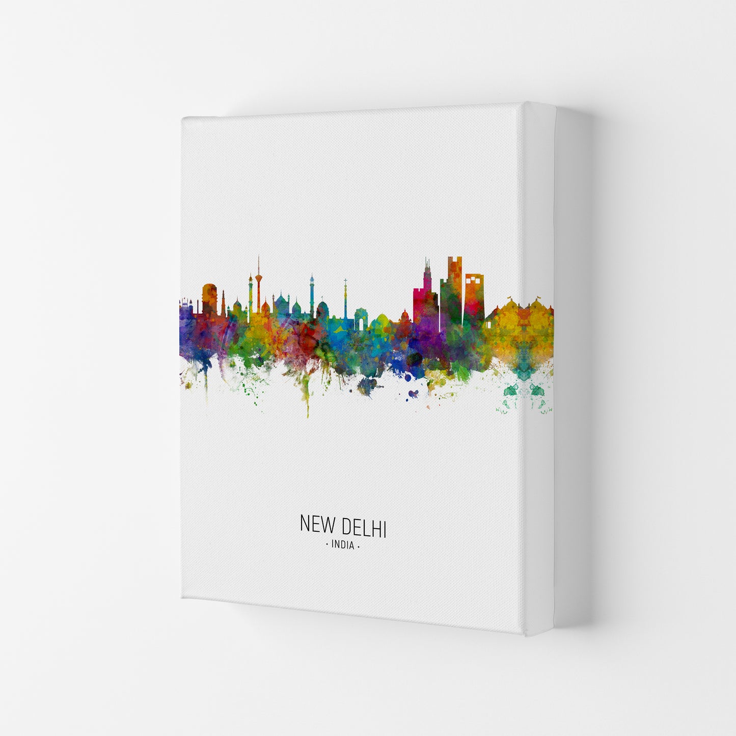 New Delhi India Skyline Portrait Art Print by Michael Tompsett Canvas
