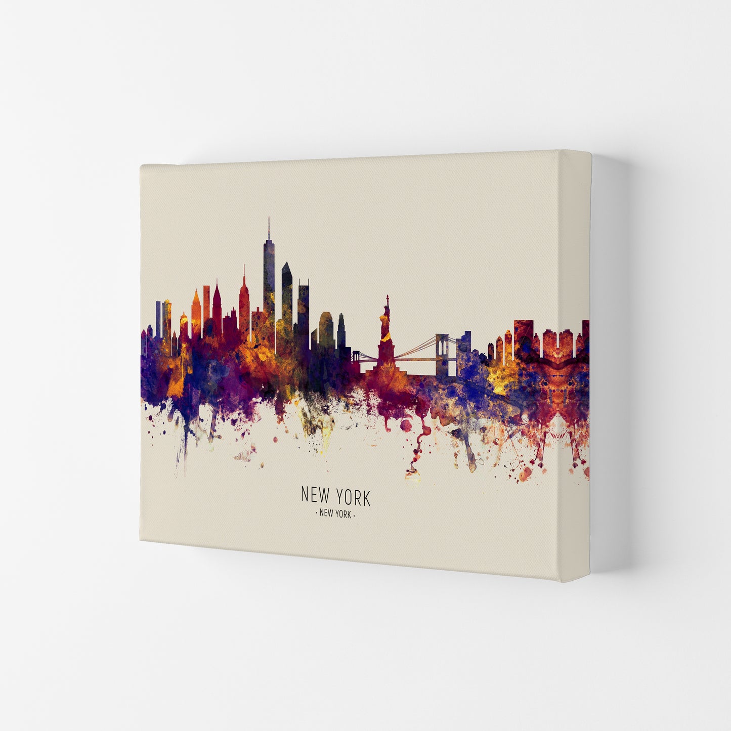 New York New York Skyline Autumn City Name Art Print by Michael Tompsett Canvas