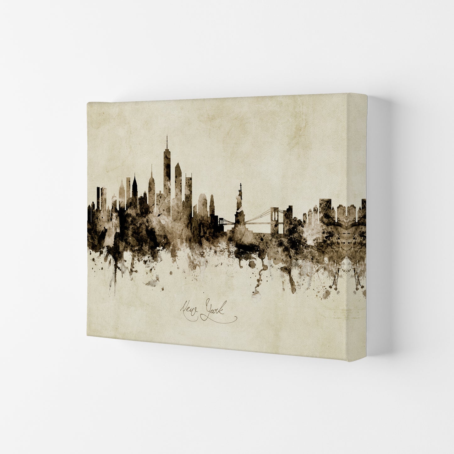 New York New York Skyline Vintage Art Print by Michael Tompsett Canvas