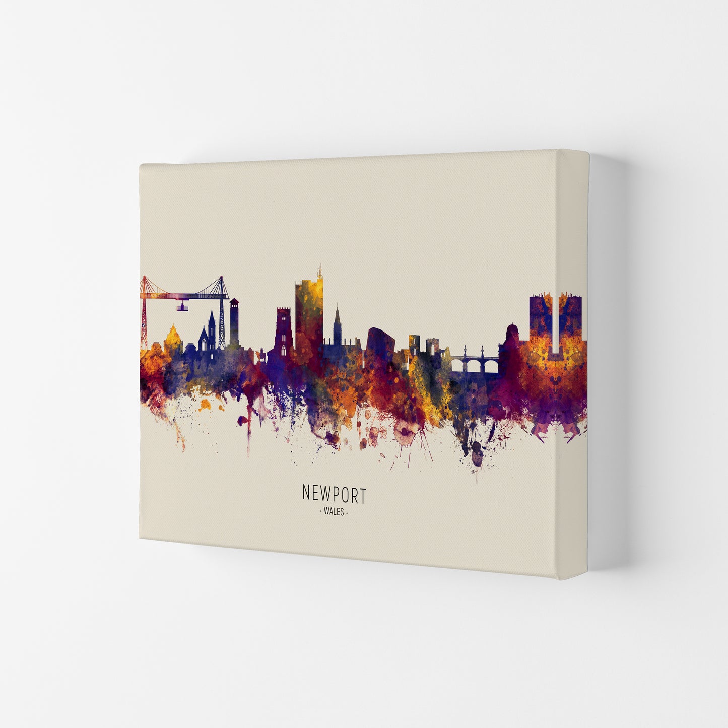 Newport Wales Skyline Autumn City Name Art Print by Michael Tompsett Canvas