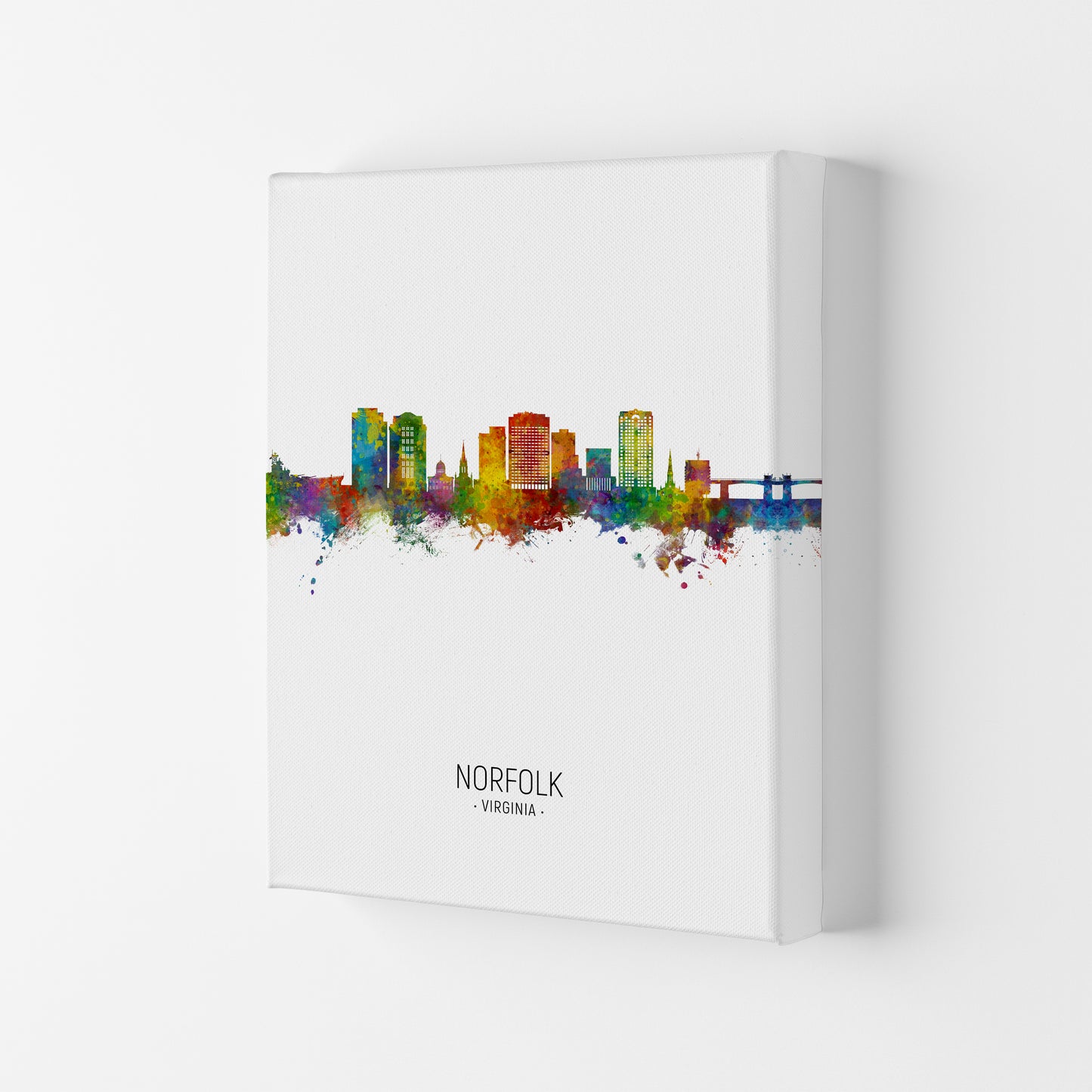 Norfolk Virginia Skyline Portrait Art Print by Michael Tompsett Canvas