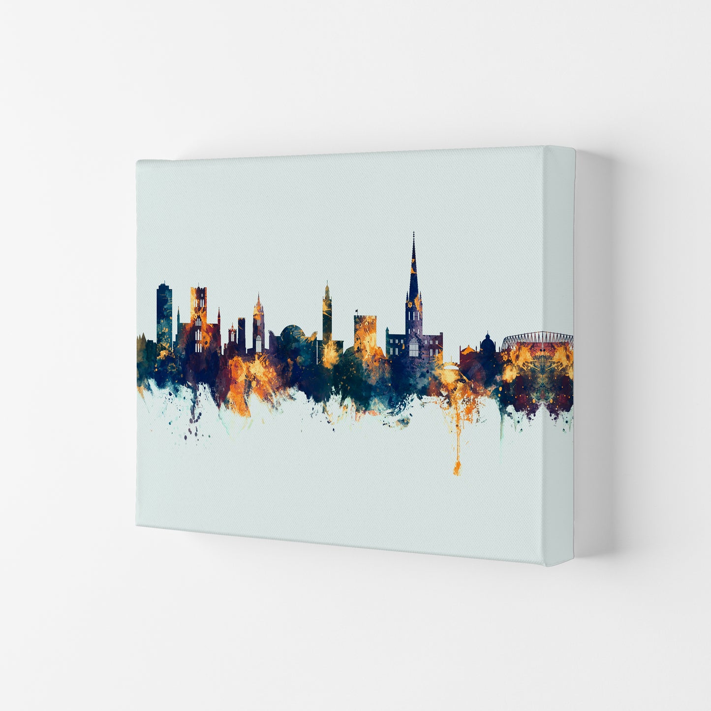 Norwich England Skyline Blue Orange Art Print by Michael Tompsett Canvas