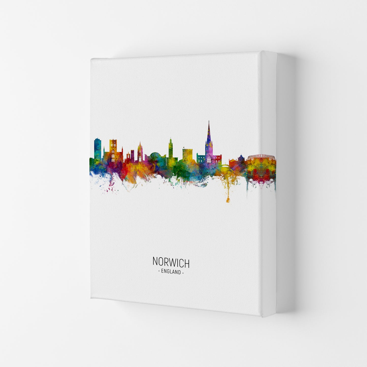 Norwich England Skyline Portrait Art Print by Michael Tompsett Canvas