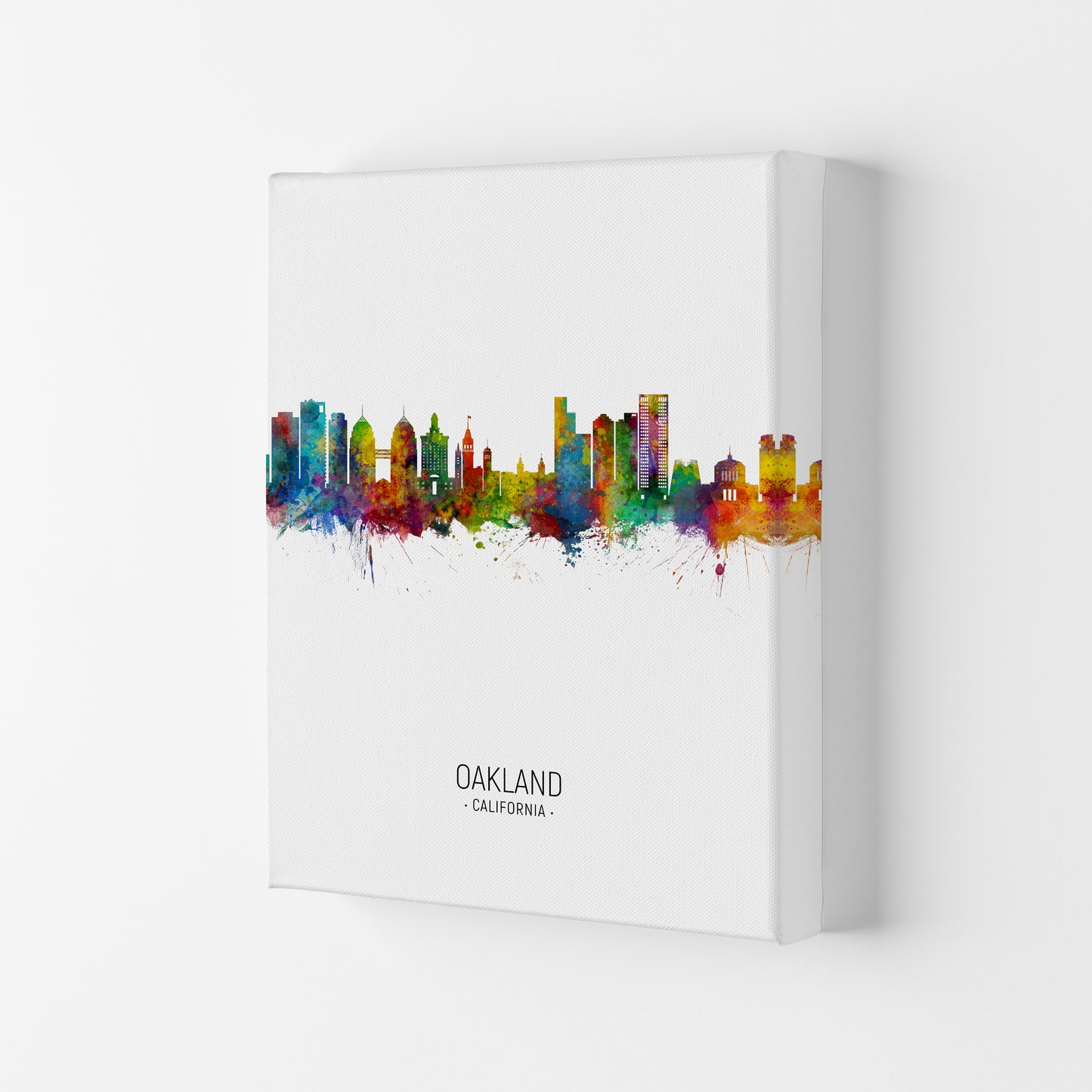 Oakland California Skyline Portrait Art Print by Michael Tompsett Canvas