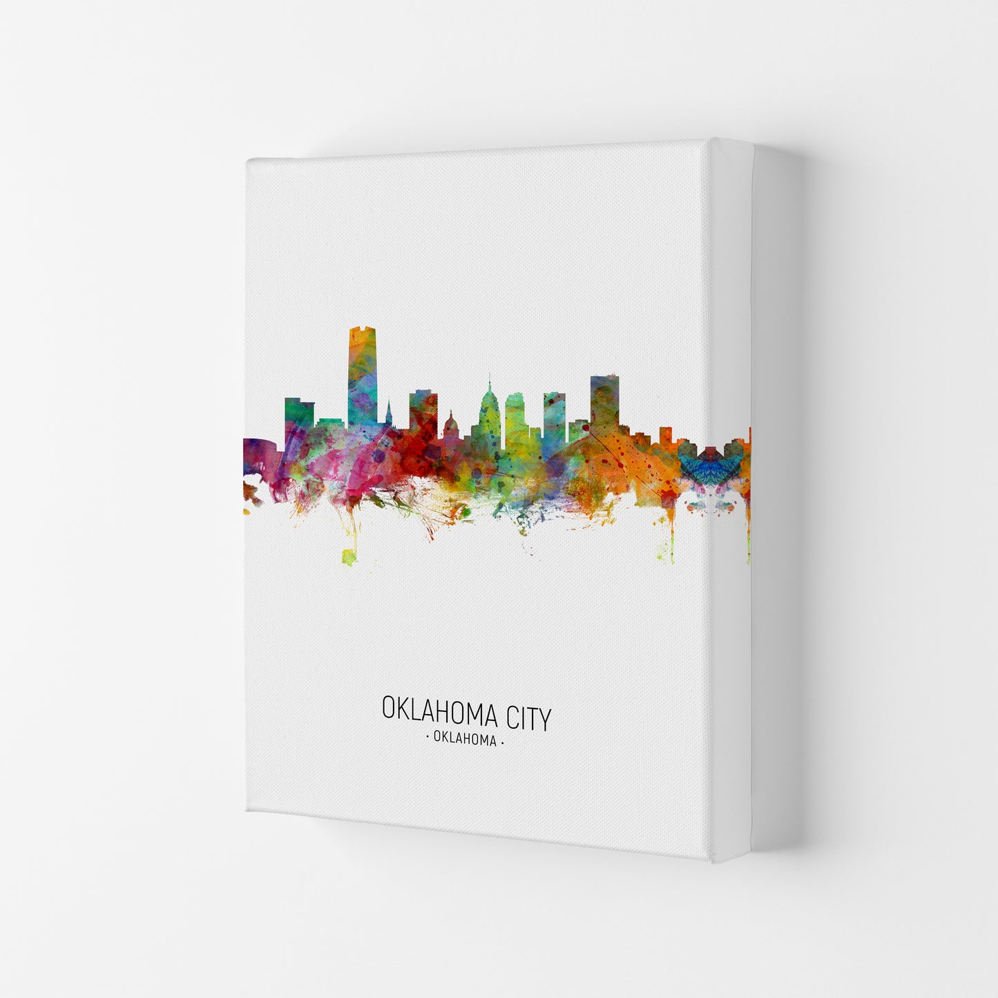 Oklahoma City Oklahoma Skyline Portrait Art Print by Michael Tompsett Canvas