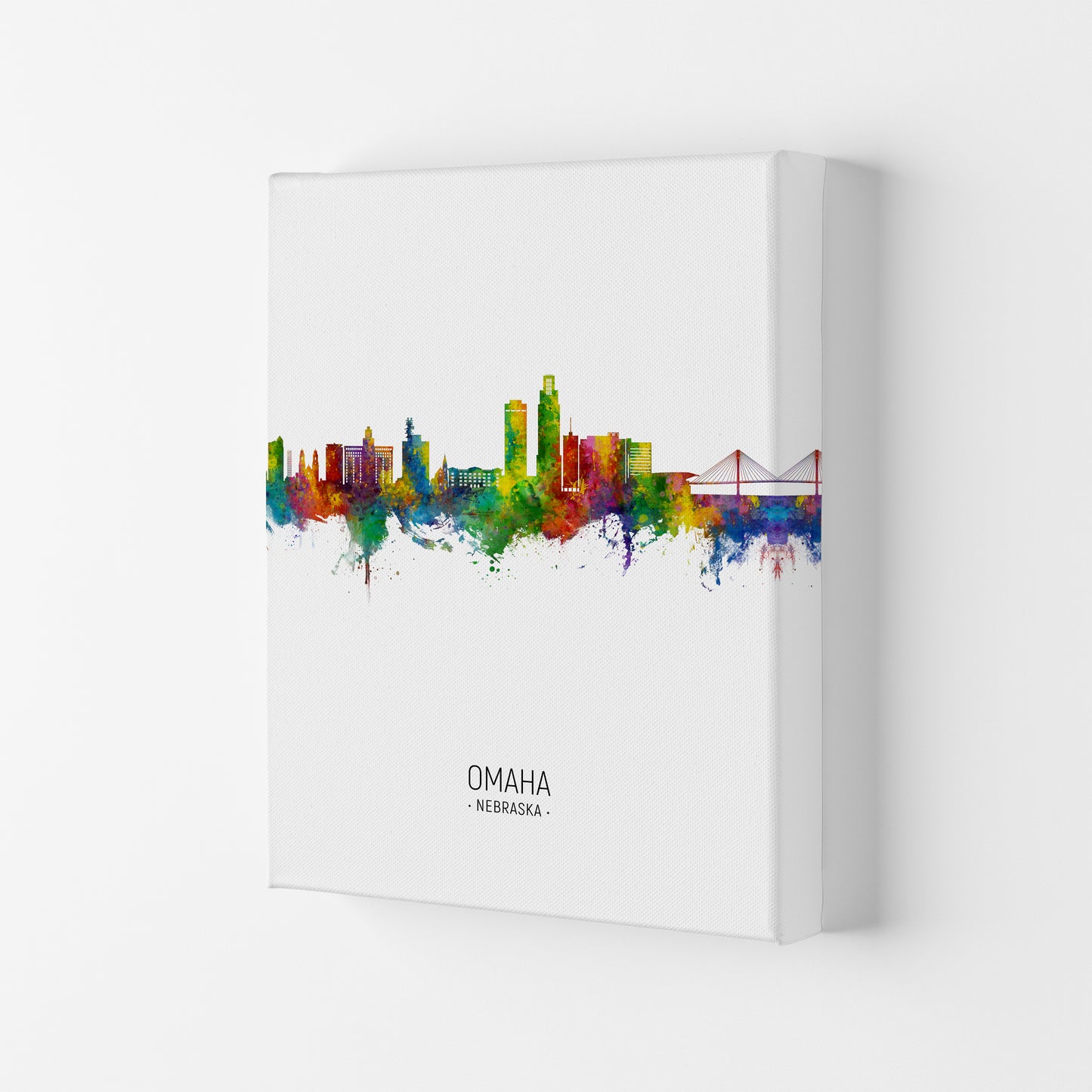 Omaha Nebraska Skyline Portrait Art Print by Michael Tompsett Canvas