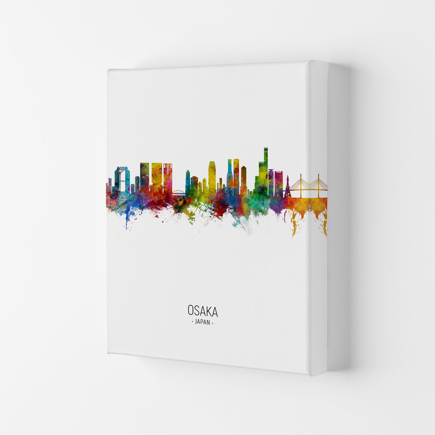 Osaka Japan Skyline Portrait Art Print by Michael Tompsett Canvas