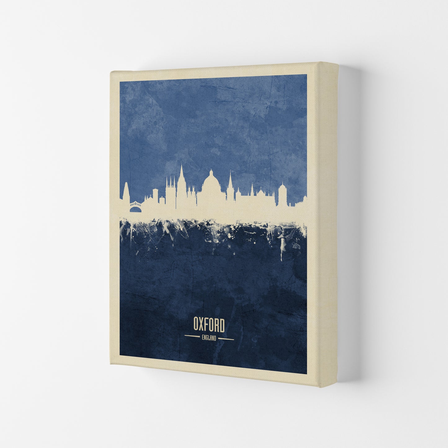 Oxford England Skyline Portrait Navy Art Print by Michael Tompsett Canvas