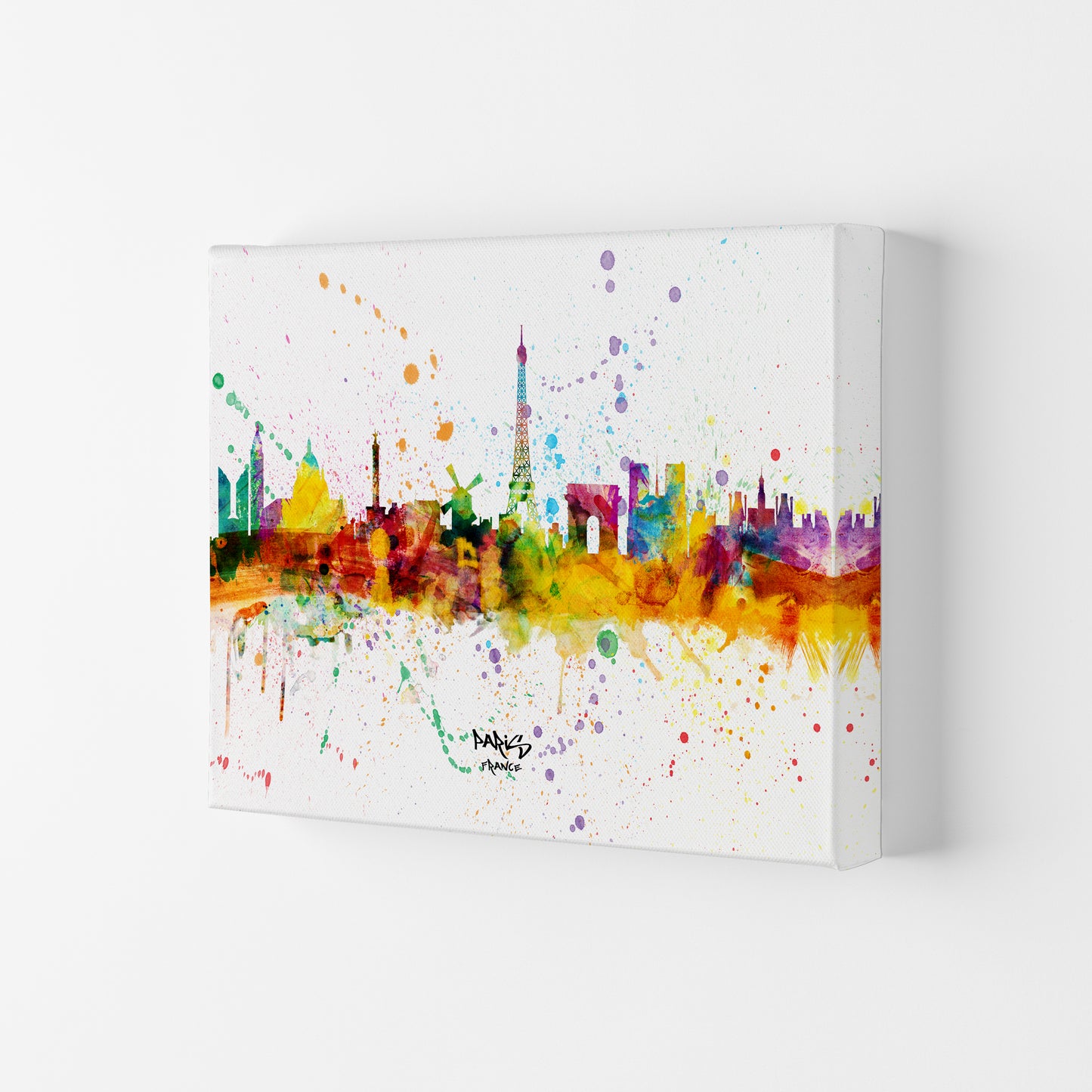 Paris France Skyline Splash Art Print by Michael Tompsett Canvas