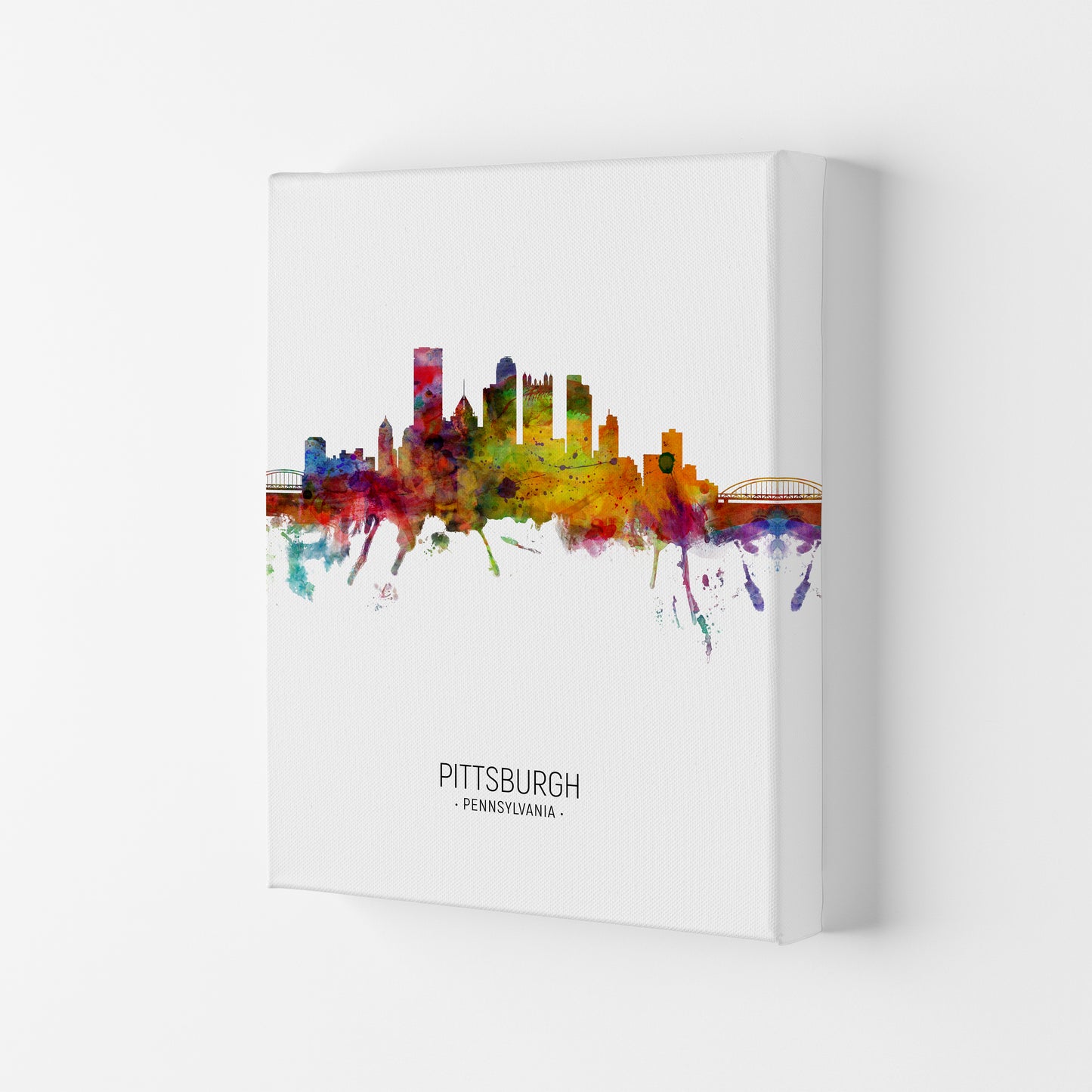Pittsburgh Pennsylvania Skyline Portrait Art Print by Michael Tompsett Canvas