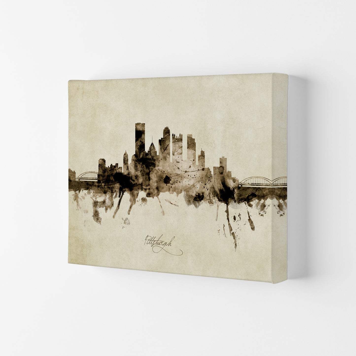 Pittsburgh Pennsylvania Skyline Vintage Art Print by Michael Tompsett Canvas