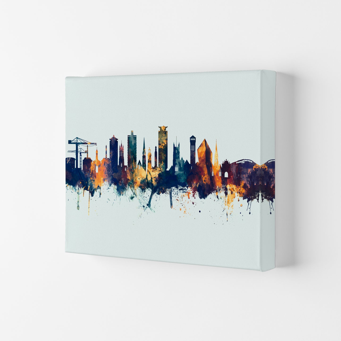 Plymouth England Skyline Blue Orange Art Print by Michael Tompsett Canvas