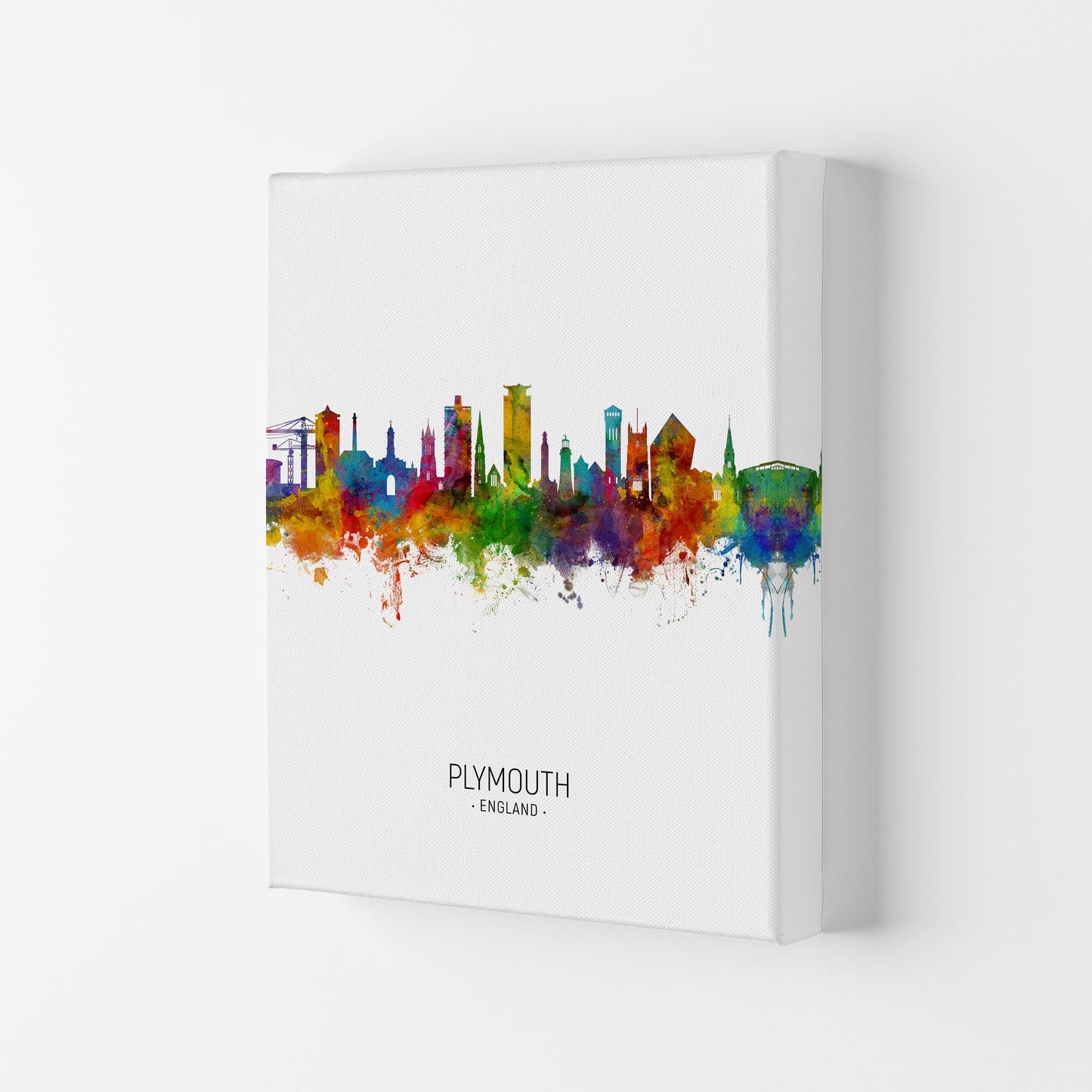 Plymouth England Skyline Portrait Art Print by Michael Tompsett Canvas