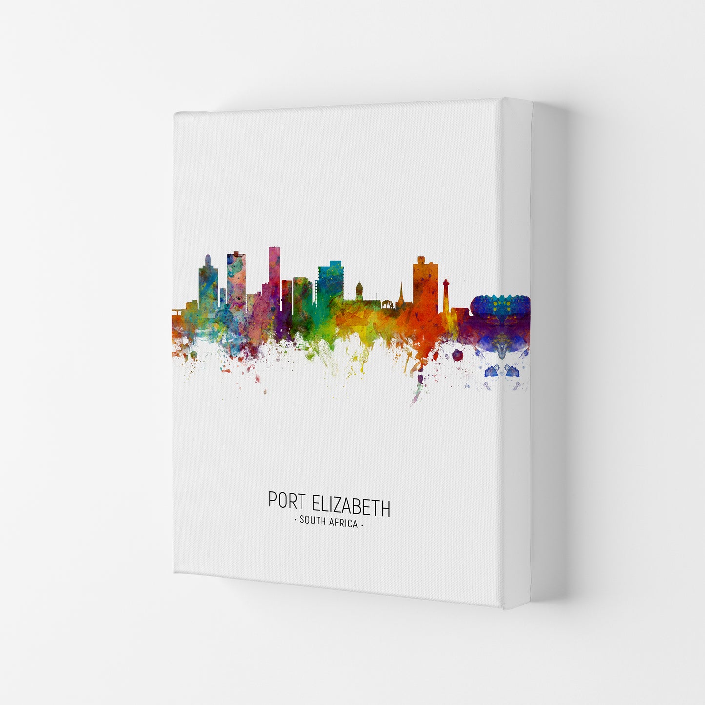 Port Elizabeth South Africa Skyline Portrait Art Print by Michael Tompsett Canvas