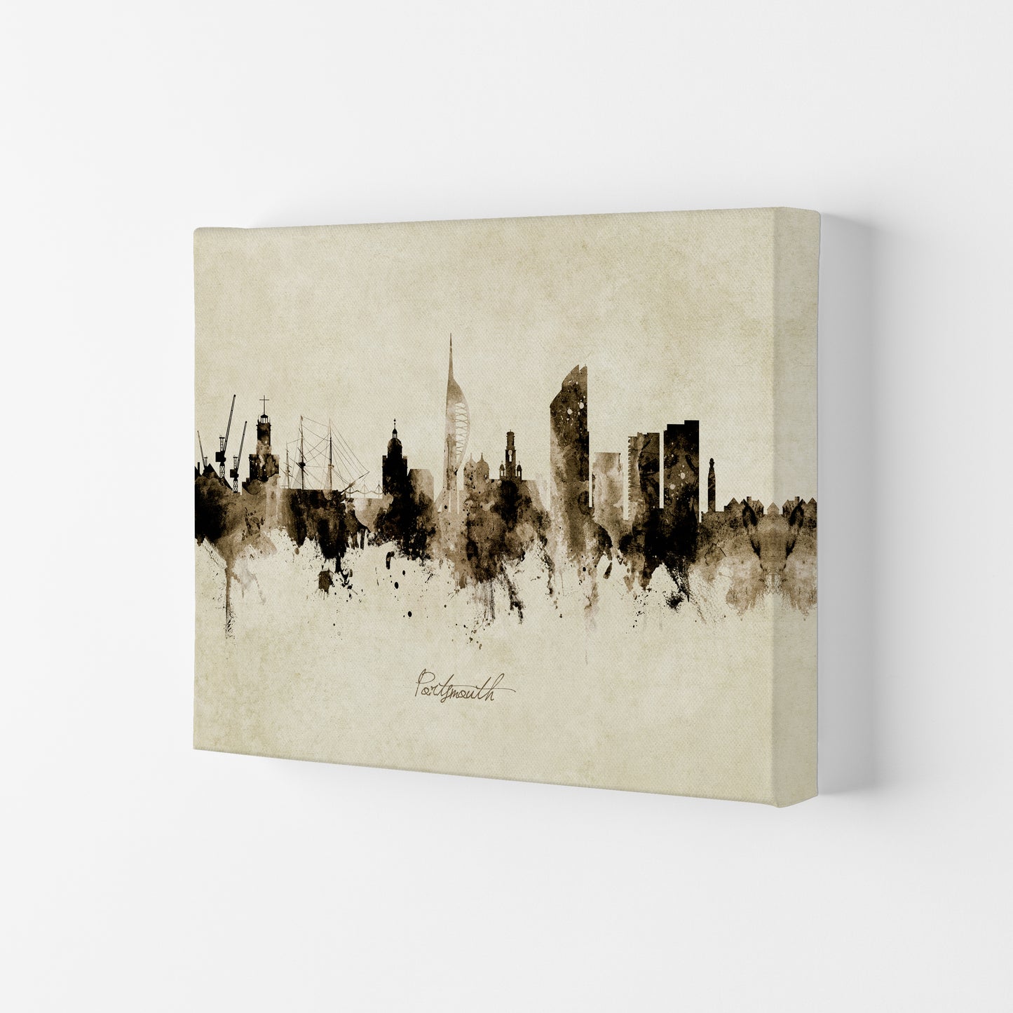 Portsmouth England Skyline Vintage Art Print by Michael Tompsett Canvas