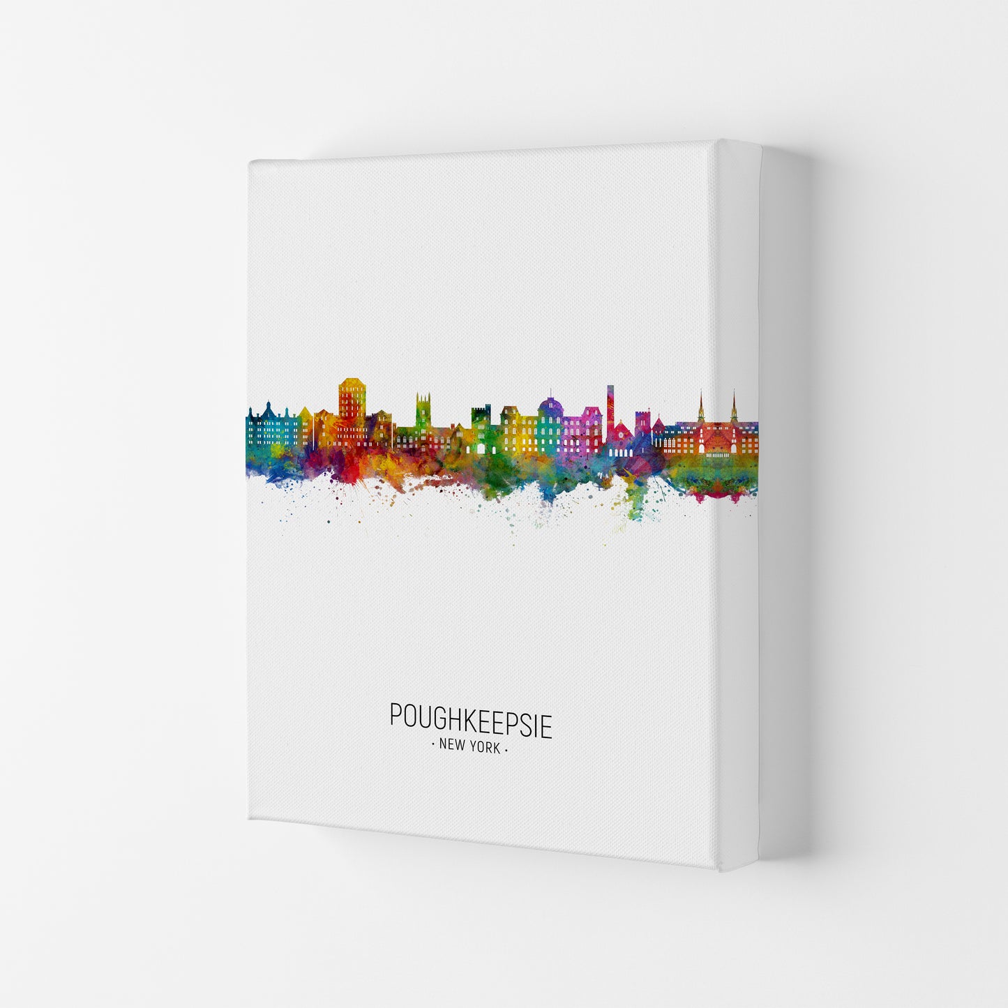 Poughkeepsie New York Skyline Portrait Art Print by Michael Tompsett Canvas
